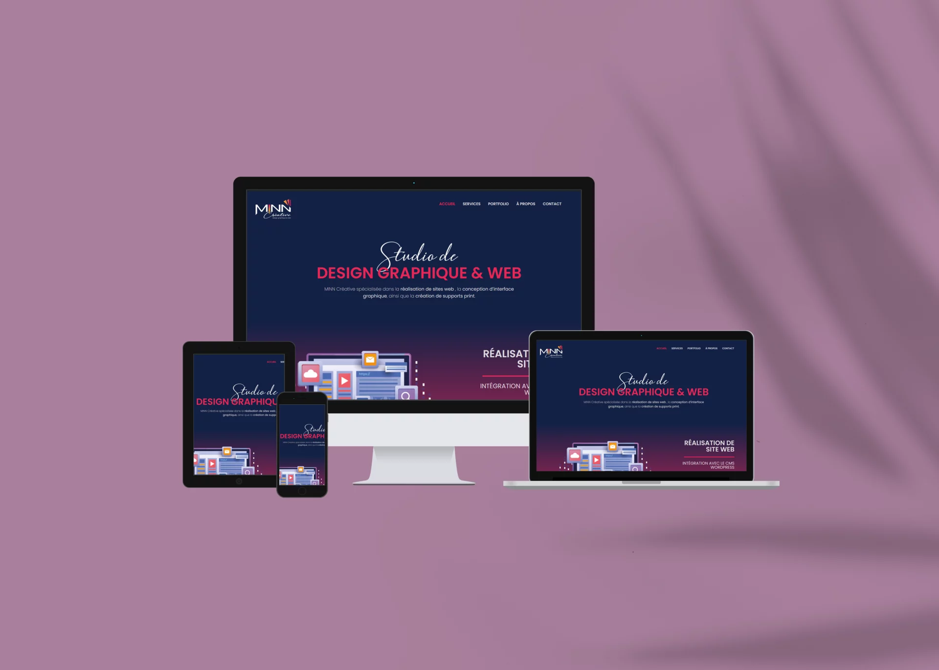 Mock up site web MINN CRÉATIVE responsive